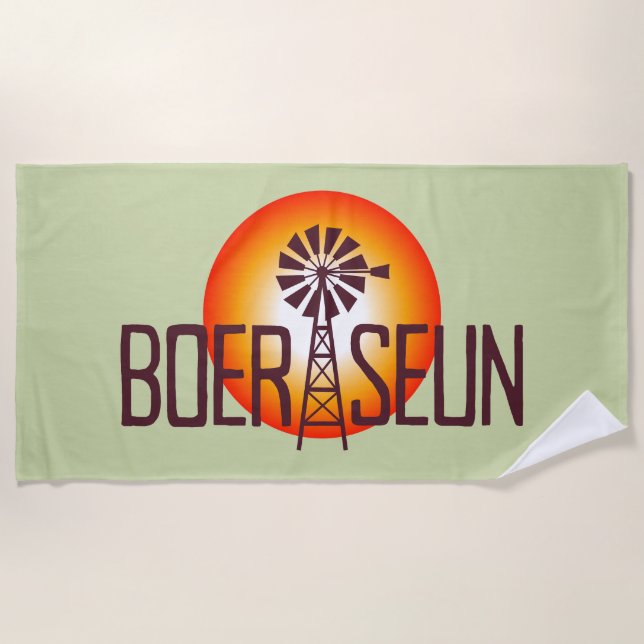 Toalha De Praia Personalizado/Custum BOERSEUN Windpomp Afrikaans (Frente)