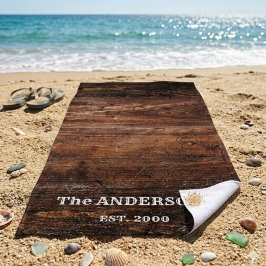 Toalha De Praia Personalizado em Madeira Rústica Arranhada 