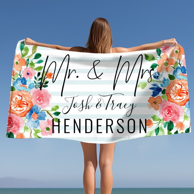 Toalha De Praia Personalizado Sr. e Sra. (Personalized Mr. and Mrs Beach Towel)
