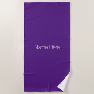 Toalha De Praia Personalizar o nome monograma branco roxo