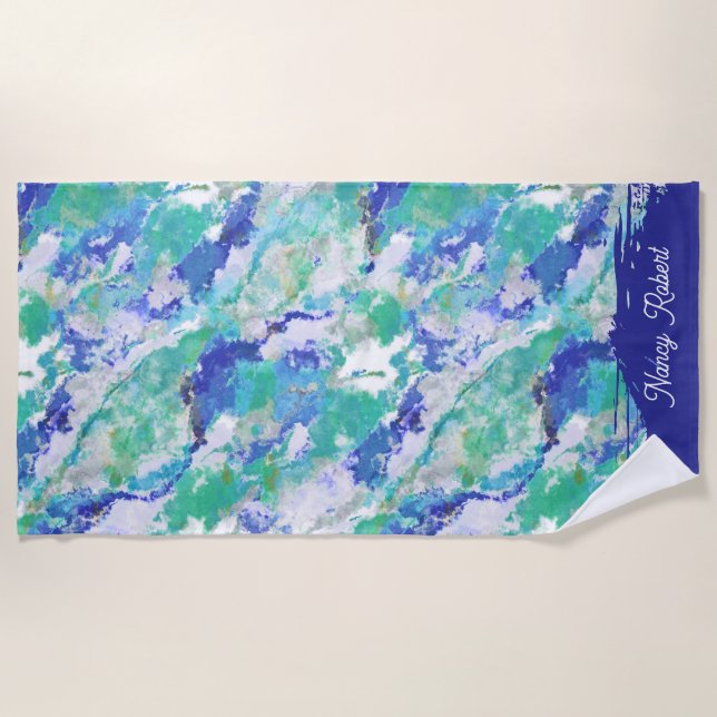 Toalha De Praia Personalized Blue Agate Natural Stone (Frente)