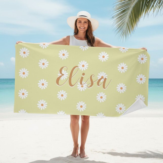 Toalha De Praia Personalized Daisy Beach Towel, Custom Beach Towel (Criador carregado)
