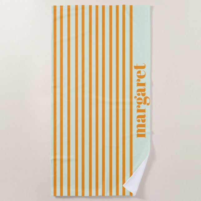 Toalha De Praia Personalized Dusky Orange Stripes (Frente)