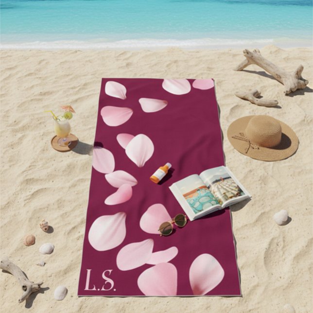 Toalha De Praia Personalized Monogram Beach Towel with Sakura  (Criador carregado)