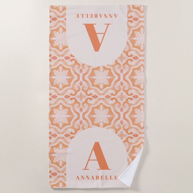 Toalha De Praia Pêssego marroquino pastel-d'água da Boêmia (Frente)