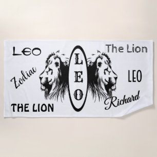 Toalha De Praia Pessoal Leo, o Leão Zodíaco
