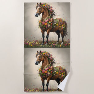 Toalha De Praia Pétalas E Cascos: Jardim de Fantasia Marrom Horse