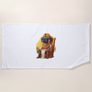 Toalha De Praia Pharaoh Pug - Cão Antigo Egito