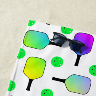 Toalha De Praia Pickleball Colorida Paddles Verde Personalizado