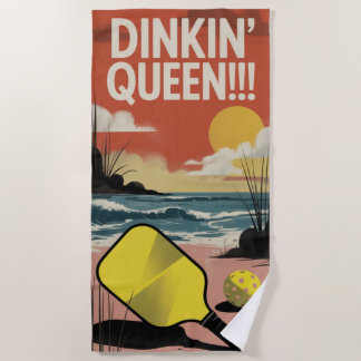 Toalha De Praia Pickleball Dinkin' Queen!! Presente para ela