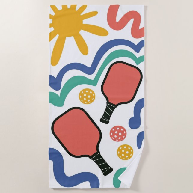 Toalha De Praia Pickleball Paddle E Ball Beach Towel Gift (Frente)