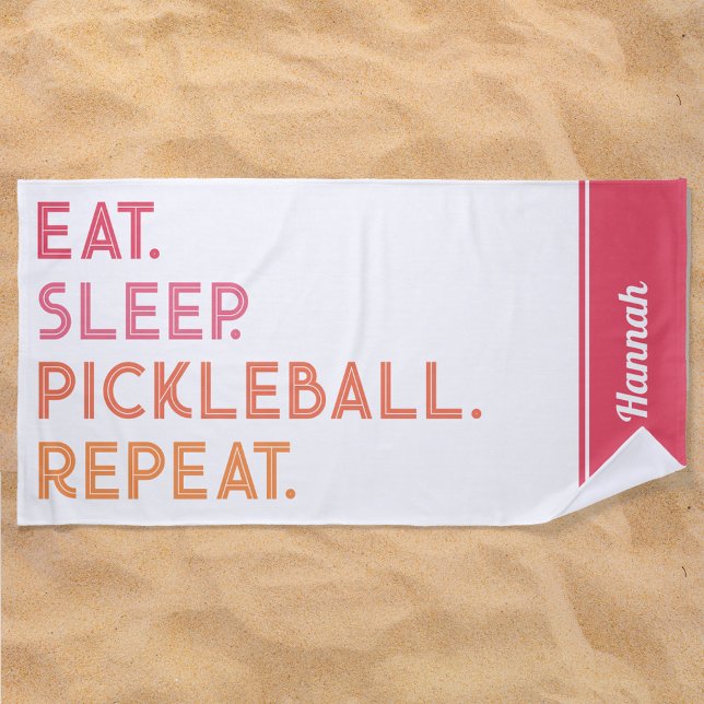 Toalha De Praia Pickleball Personalizado: Repetir Repouso (Criador carregado)