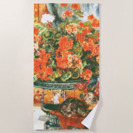 Toalha De Praia Pierre-Auguste Renoir Geraniums E Cats