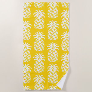 Toalha De Praia Pineapple Padrão Amarelo e branco