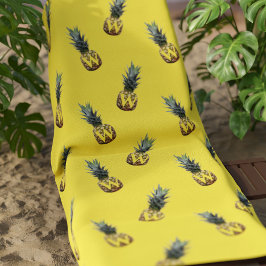 Toalha De Praia Pineapple Pattern Monograma Yellow Beach Towel