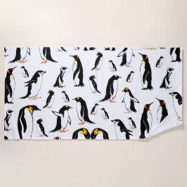 Toalha De Praia Pinguim preto e branco