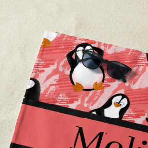 Toalha De Praia Pinguins de praia em forma de martelo e bonitos ad