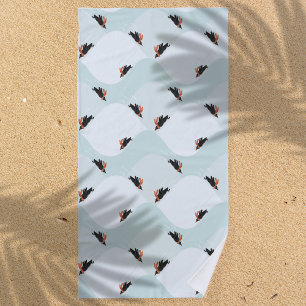 Toalha De Praia Pinguins reproduzíveis deslizando no padrão da nev