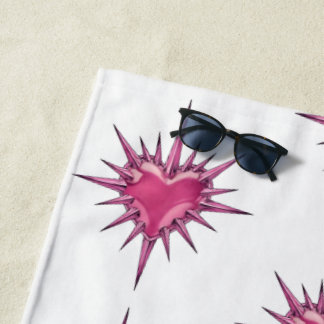 Toalha De Praia Pink Barbed Heart Cybersigilism Beach Towel