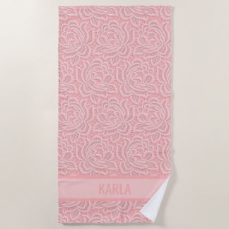 Toalha De Praia Pink Bridal Faux Lace Bachelorette 