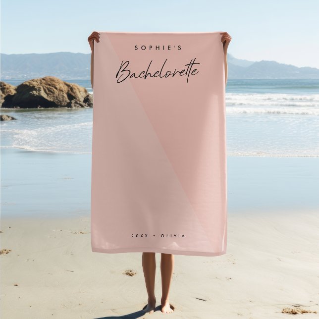 Toalha De Praia Pink de Pêssego de Bachelorette | Pastel moderno m (Criador carregado)
