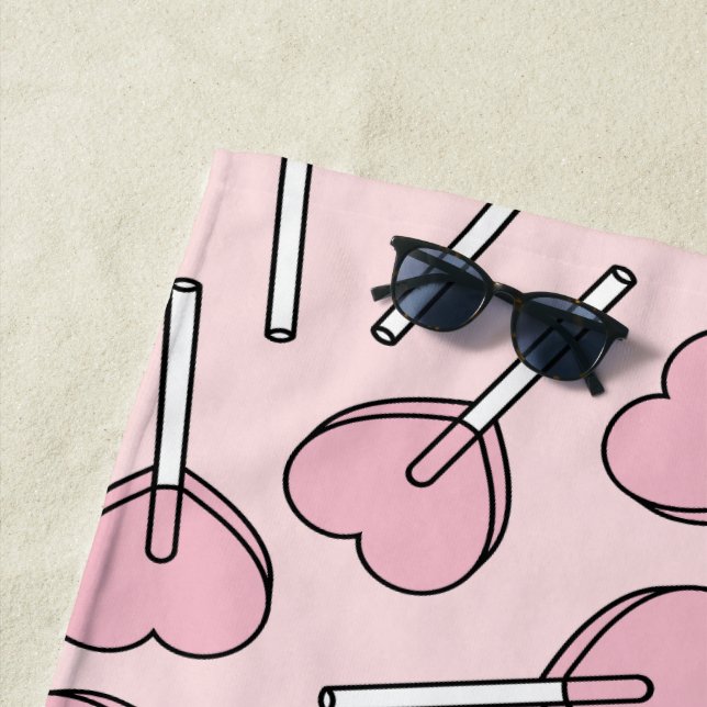 Toalha De Praia Pink Lollipops, Heart Lollipops, Lollipop Pattern (In Situ)
