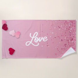 Toalha De Praia Pink Love Heart Beach Towel