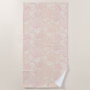 Toalha De Praia Pink Peony Floral Patterno