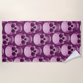 Toalha De Praia Pink Skull Pattern – Bold Repeating Design