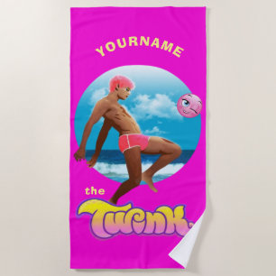 Toalha De Praia Pink Twink - Orgulho Gay LGBTQ+ Personalizado