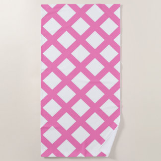 Toalha De Praia Pink White Checker Diamond Pattern