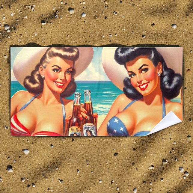 Toalha De Praia Pinos de Verão Retro (Criador carregado)