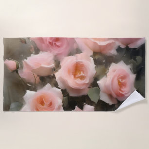 Toalha De Praia pintura a aquarela de rosas rosa bonito