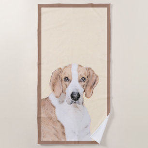 Toalha De Praia Pintura Americana de Foxhound - Arte Cachorra Orig