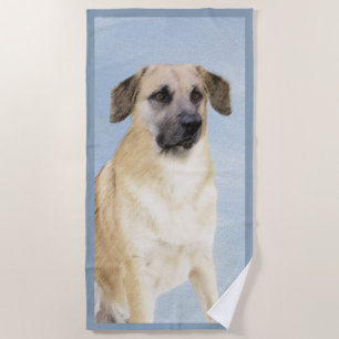 Toalha De Praia Pintura Chinook (Ouvidos Soltos) - Arte Cachorro O