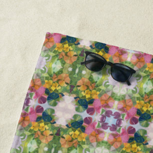 Toalha De Praia Pintura com Padrão de Pétalas de Flores Coloridas