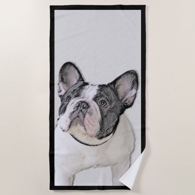 Toalha De Praia Pintura de Bulldog Francês (Brindle Pied) - Arte C (Frente)