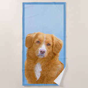Toalha De Praia Pintura de Cachorro de Retriever com Tolerância a