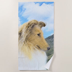 Toalha De Praia Pintura de Collie em Montanhas (Rough) - Arte Cani