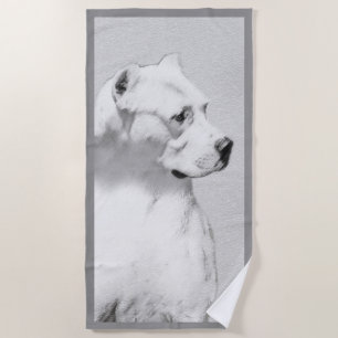 Toalha De Praia Pintura de Dogo Argentino - Arte Original de Cães