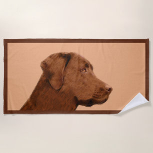 Toalha De Praia Pintura de Labrador Retriever (Chocolate) - Arte C