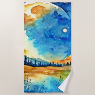 Toalha De Praia Pintura de Lua Completa