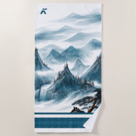 Toalha De Praia Pintura de Montanhas Brancas Clássicas de Chinoise