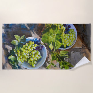 Toalha De Praia Pintura de Natureza-Morta de Uva Verde