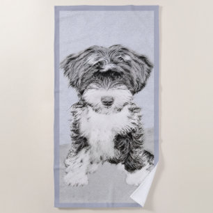 Toalha De Praia Pintura de Terrier Tibetano - Arte de cão origina
