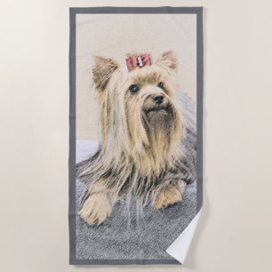 Toalha De Praia Pintura de Yorkshire Terrier - Arte de Cachorro Or