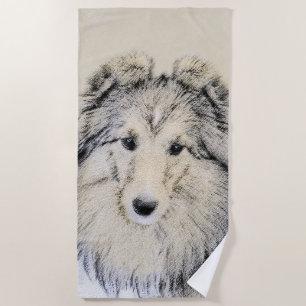 Toalha De Praia Pintura do Sheepdog de Shetland - arte original