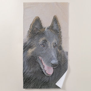 Toalha De Praia Pintura em Tervuren Belga - Arte Cachorra Original
