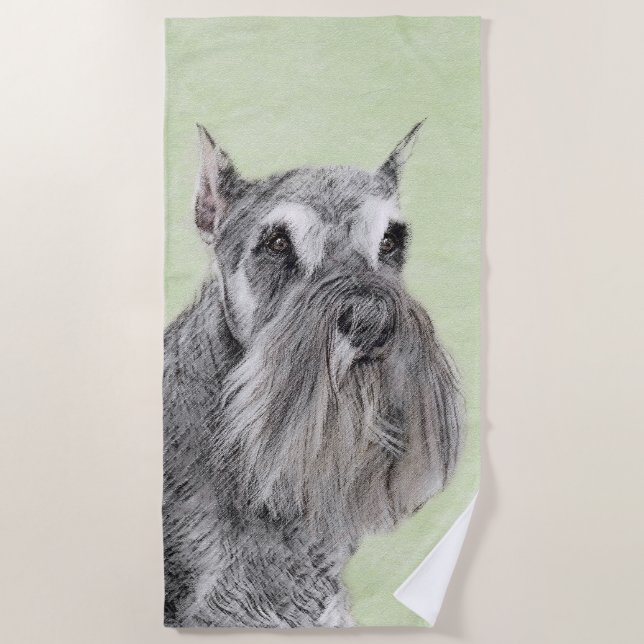 Toalha De Praia Pintura Schnauzer (Giant, Standard) - Arte Canina (Frente)