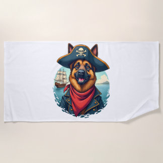Toalha De Praia Pirata de Cachorro german shepherd